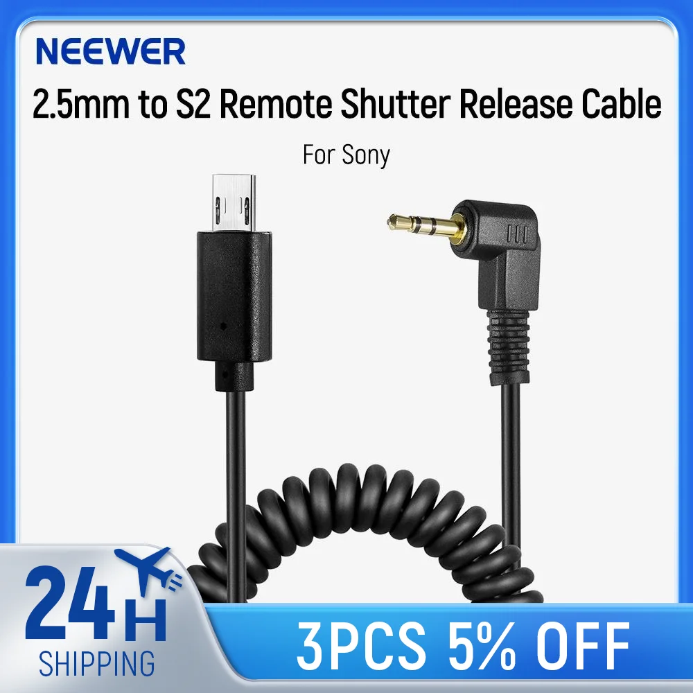 

NEEWER 2.5mm to S2 Remote Shutter Release Cable, Compatible with Sony A1, A9 II, A9, A7R V/IV, A7S III, A99 II, A7R II, A7S II,