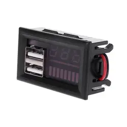 Universal 12V Dual USB Digital Voltmeter Voltage Display Panel Meter for Motorcycle Electromobile E-bike