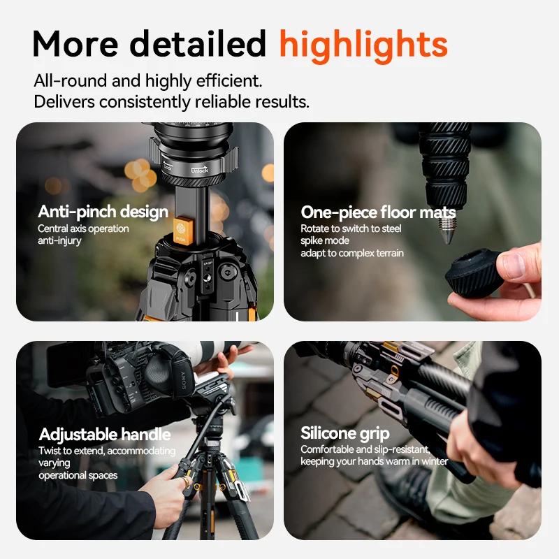 

Легкий карбоновый штатив COMAN T1/T1S V5 с панорамной головкой и быстрым креплением для камеры и видеосъемки