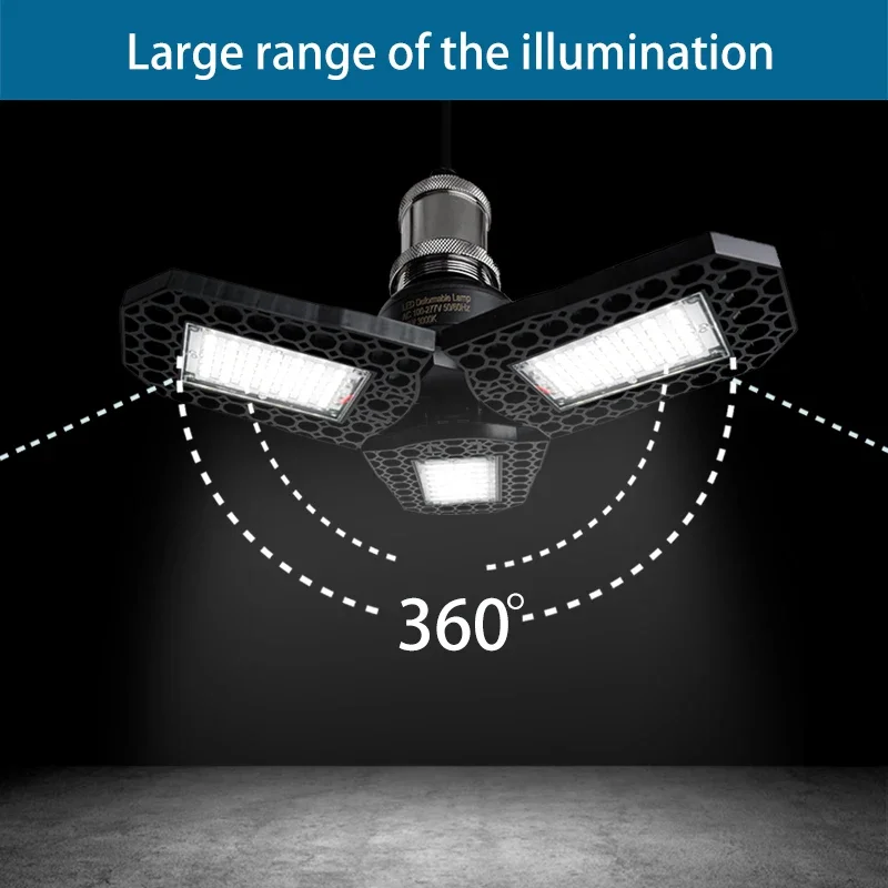 LED Garage Light 80W 60W 40W Industrial Lamp E27 85V-265V High Brightness Deformable Led High Bay Workshop Warehouse Lights