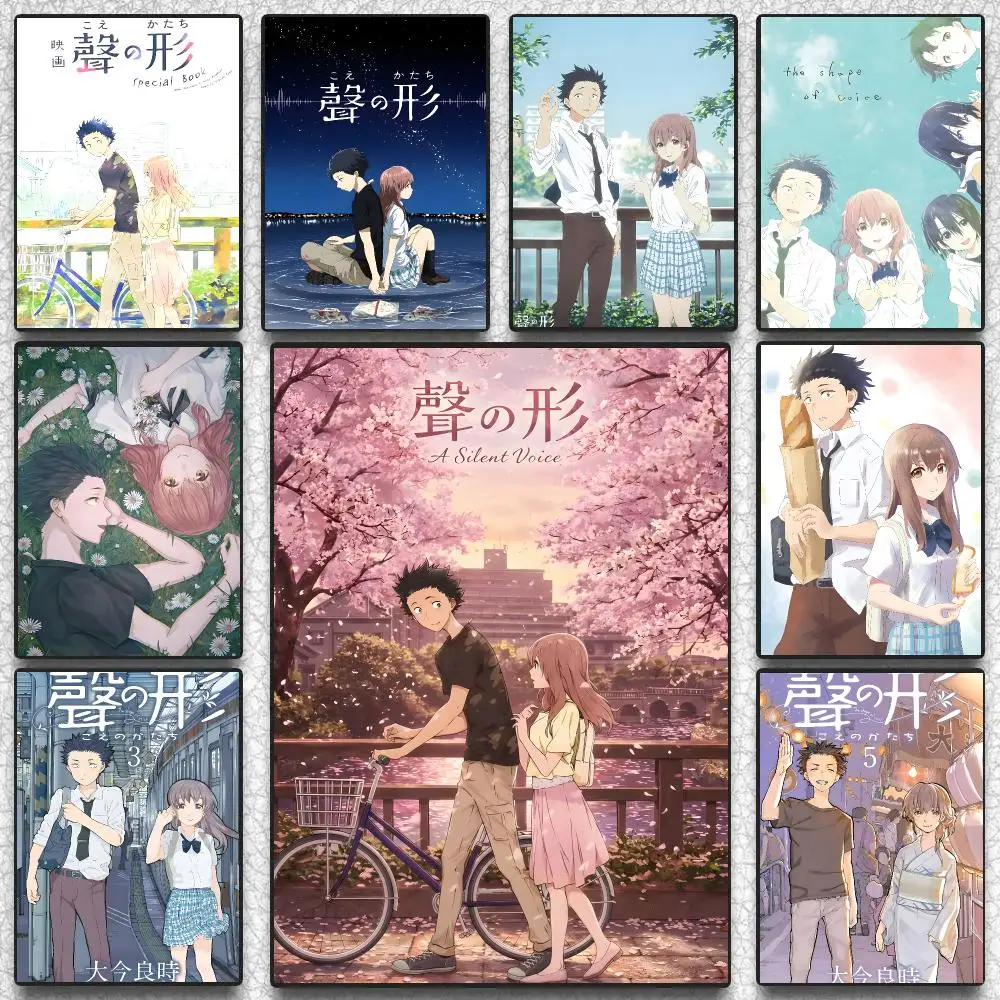 Japanese Anime A S-Silent Voice Poster Self-adhesive Advanced Aesthetic Printing Paper Wall Art For Living Room Home Decor