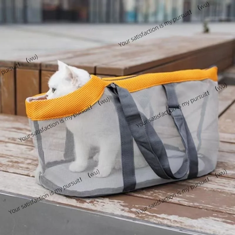 Pet handbag lightweight cat backpack dog outing bag portable pet small dog grid bag breathable cat bag