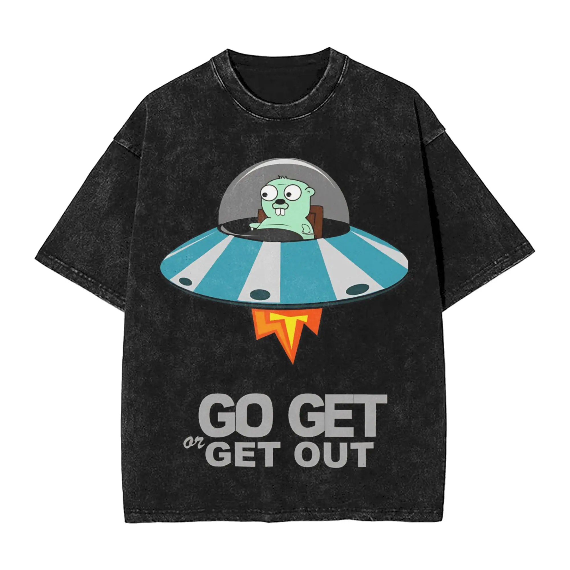 Harajuku Washed Shirts Golang – go get or get out of my space  Merch Vintage T-Shirts Harajuku  Streetwear Short Sleeve