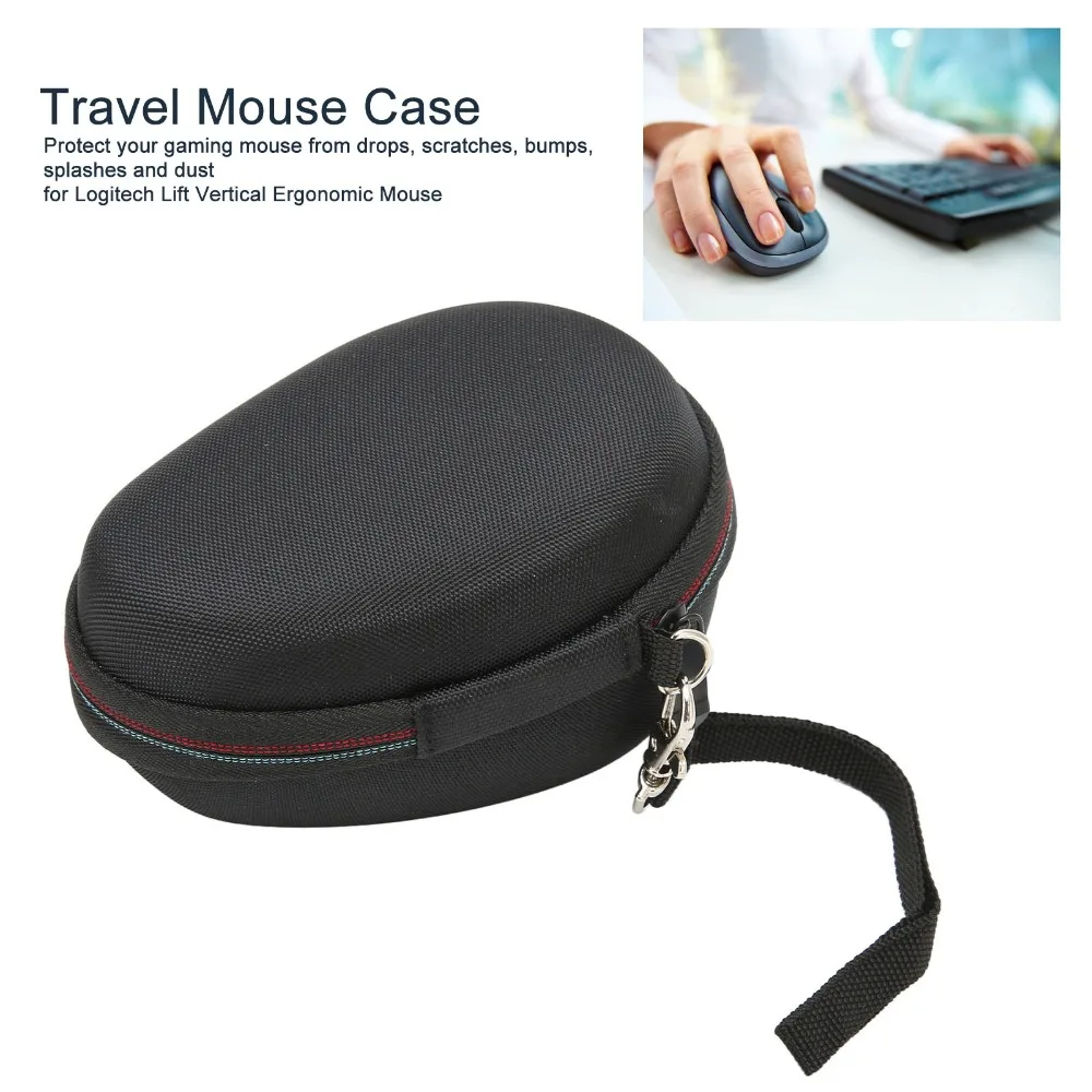 Hard EVA Shell Mouse Case Black Inner Gray Hand Strap Storage Bag Portable Protective Case for for Logitech Lift Vertical Mouse