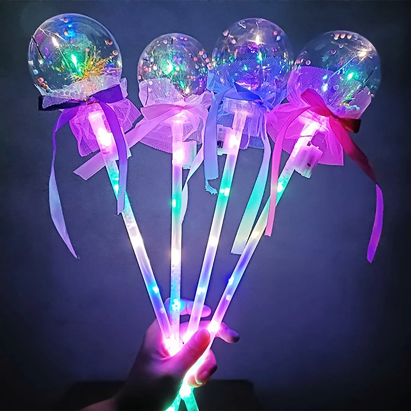 1PC Kids Colorful Glowing Sticks Flashing Heart Star Butterfly Girls Princess Fairy Wands Role Play Show Cosplay Party Favor