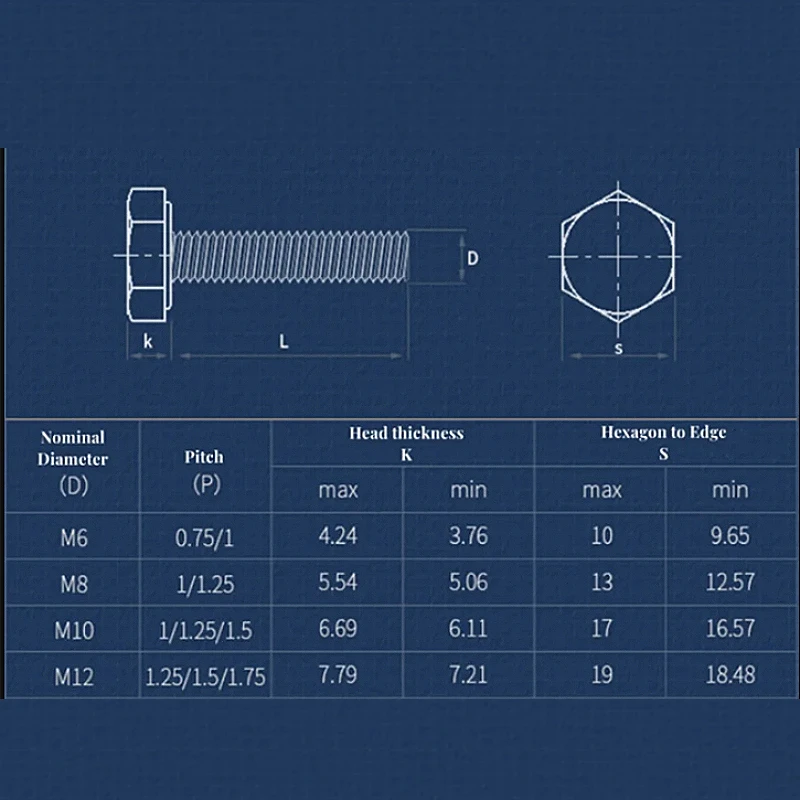 M6 M8 M10 M12 M14 M16 304 Stainless Steel Fine Thread Long External Outside Hexagon Head Screw Bolt Pitch:0.75/1.0/1.25/1.5mm