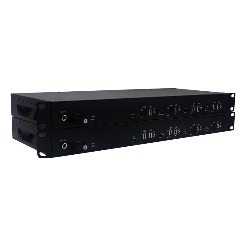 1080P 4 Channel 2-CH Bi-directional HDMI Over Fiber Optic Transceiver with KVM Audio Loopout