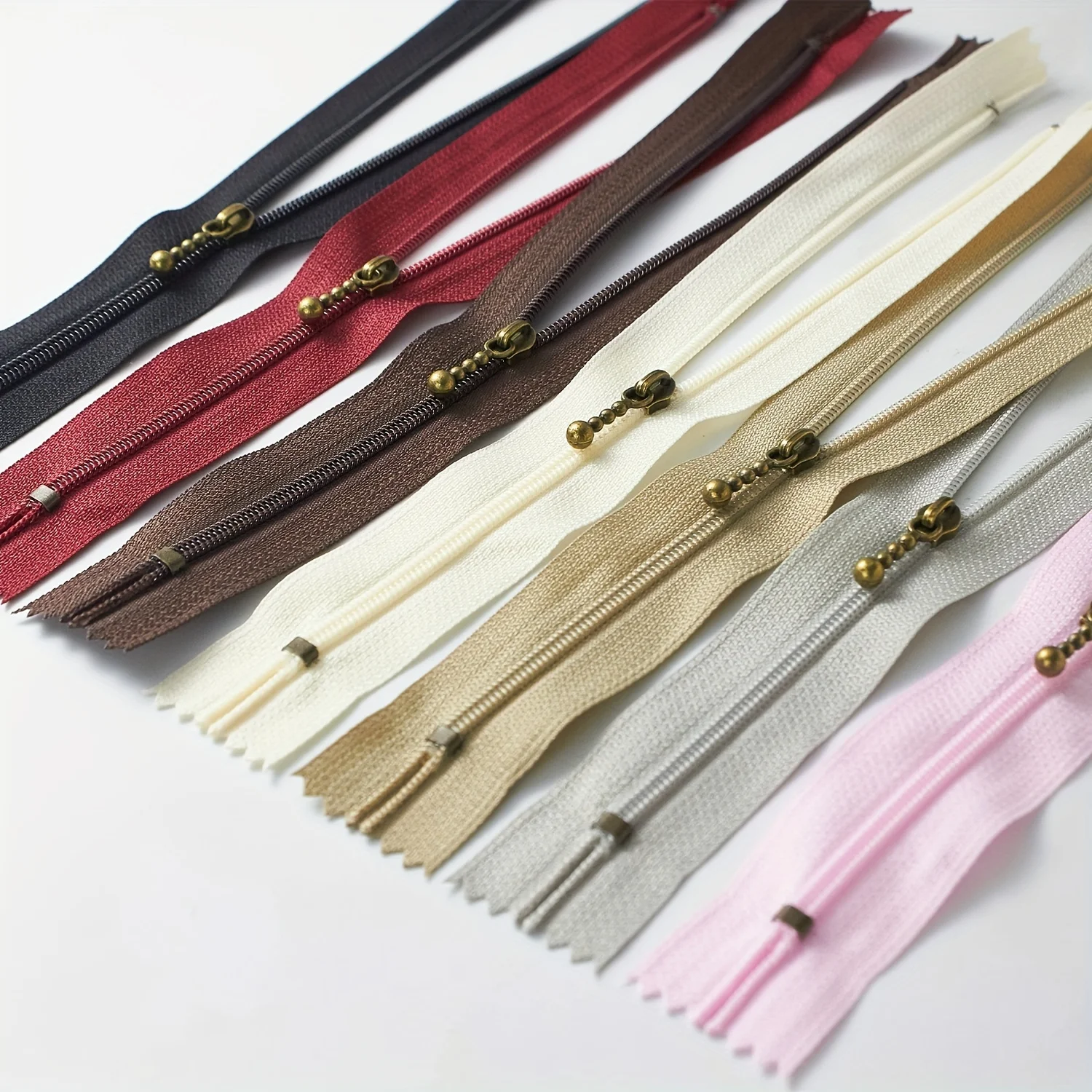(10pcs) Hand-made DIY Bag Handbag Zipper 3# Nylon Bronzing Closed Tail Short Zipper Unlocked Multicolor