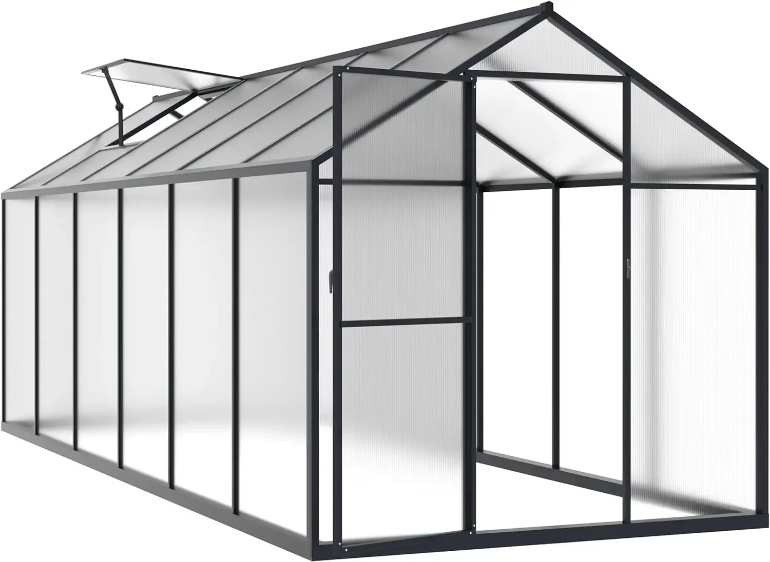 Greenhouse for Outdoors, Upgraded Rivet Structure Greenhouse with 2 Vents, Lockable Door, 4mm Twin-Wall Polycarbonate, Aluminum