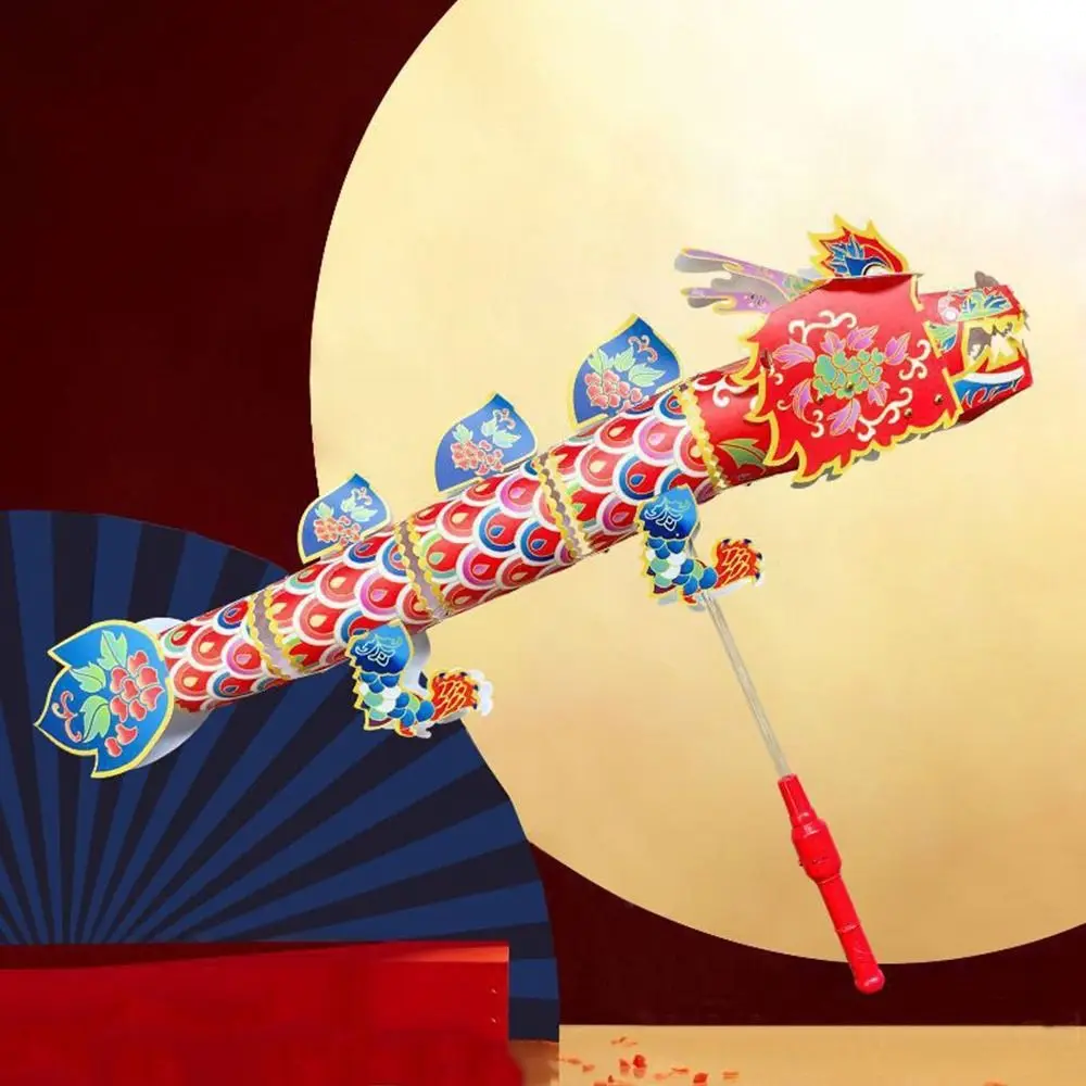 Exquisite Handmade Dragon Lantern Glowing Chinese Style Handheld Dancing Dragon Toy Waterproof Plastic Dragon Light Toy Party