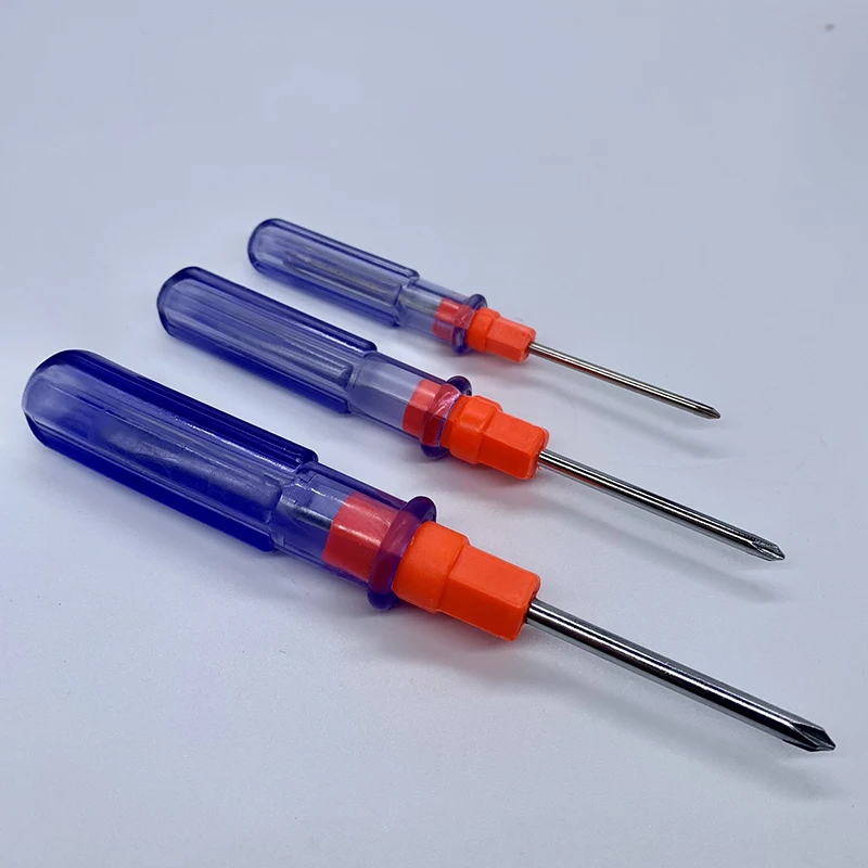 2 Sides Phillips and Slotted Double Head Screwdrivers 2/3/4 Inch with Plastic Clear Handle