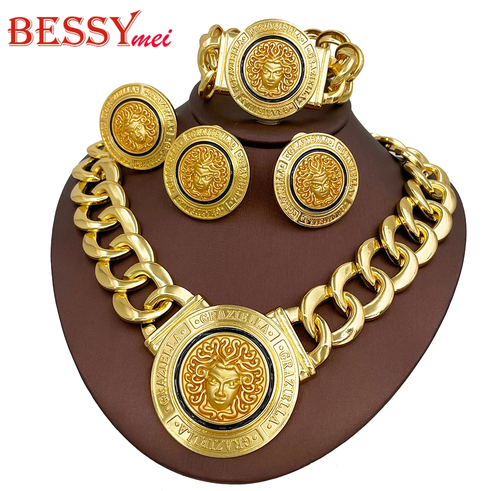 

Модный комплект украшений в стиле хип-хоп: ожерелья с головами львов, браслеты Cuban Link, серьги и кольца для женщин, подарки для коктейльных вечеринок 2026