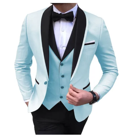 

Slit Mens Suits 3 Piece Black Shawl Lapel Casual Tuxedos for Wedding Groomsmen Suits Men 2022 (Blazer+Vest+Pant)