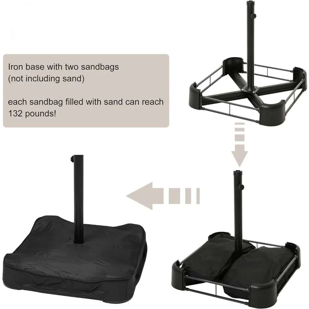 Sombrilla Rectangular de doble cara con Base para Patio, sombrilla extragrande de 15 pies con manivela para cubierta de jardín y césped