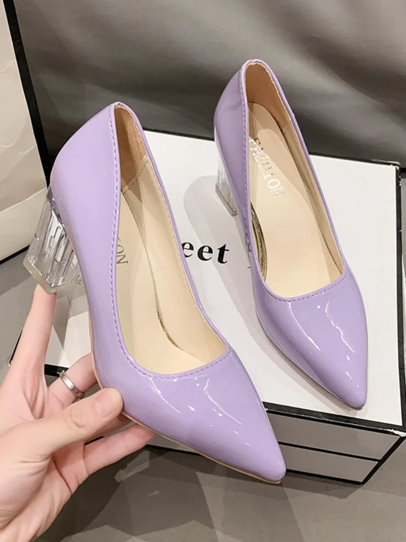 High Heels Women Lady Orange Leather Pumps Female Wedding Green Transparent Shoes women shoes