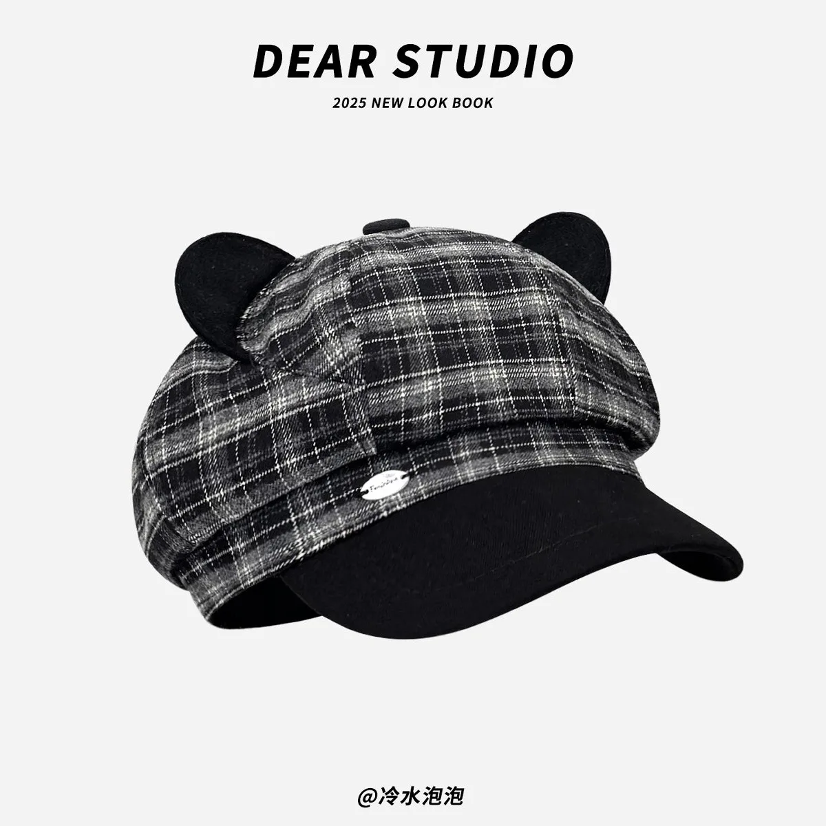 Gothic Lolita Steampunk Cat Ears Beret Y2k Girl Rivet Baseball cap Dark Subcultural Punk Cross Streetwear Octagonal cap