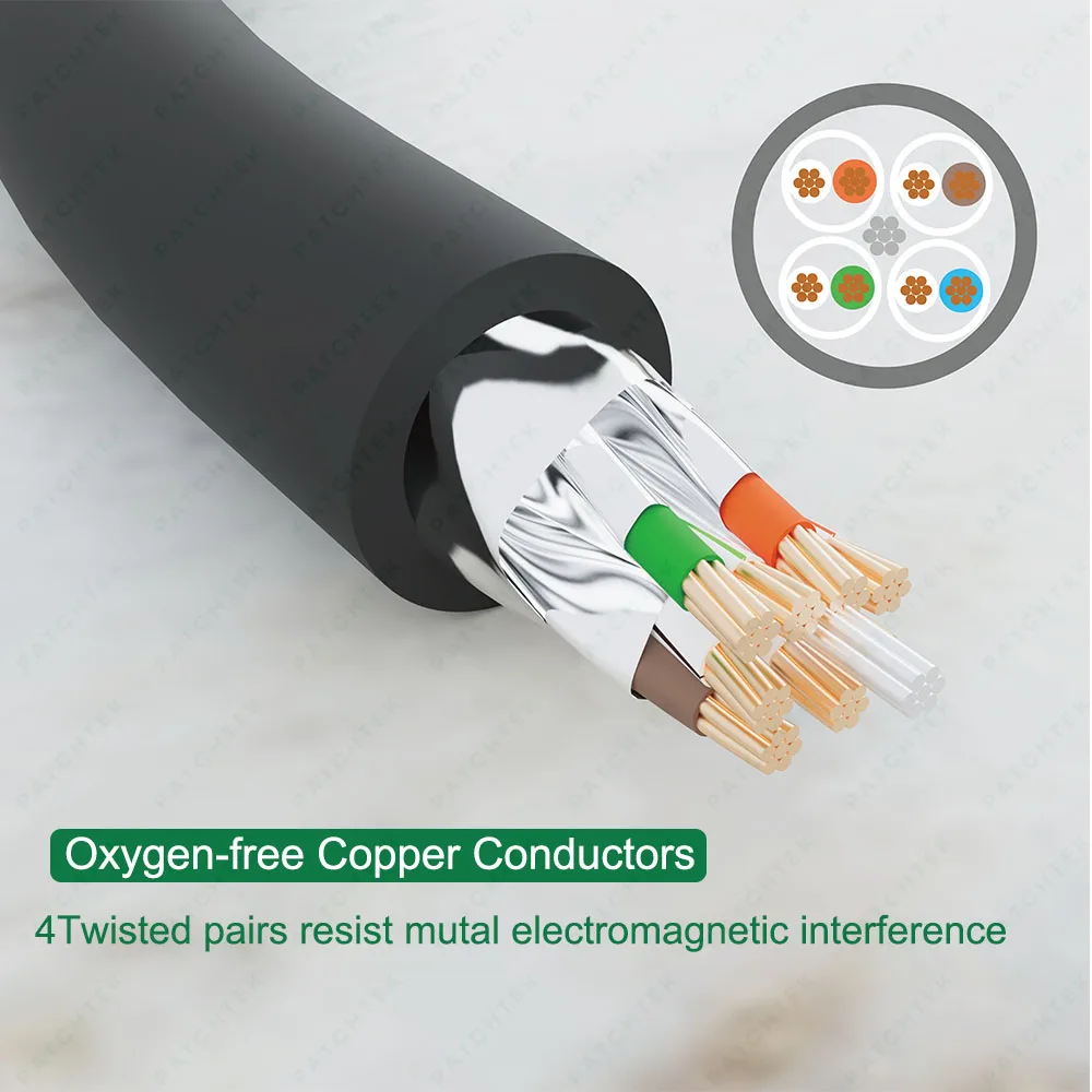 Patchtek CAT6A Ethernet Cable 10Gbps 90/360 Degree Rotation  10G Cat6 Patch Cord UTP Lan Cable for Ps5 Router Xbox Computer