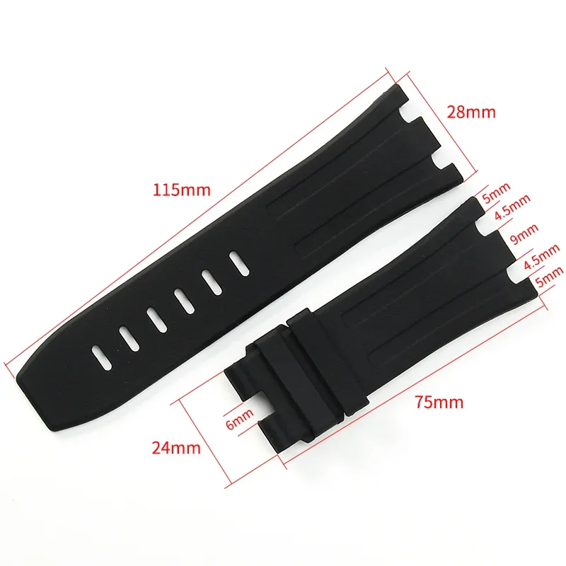 Fluorine Rubber Silicone Watch Strap for AP Aibi 15703 Royal Oak Offshore Series Mechanical Accessories 28mm