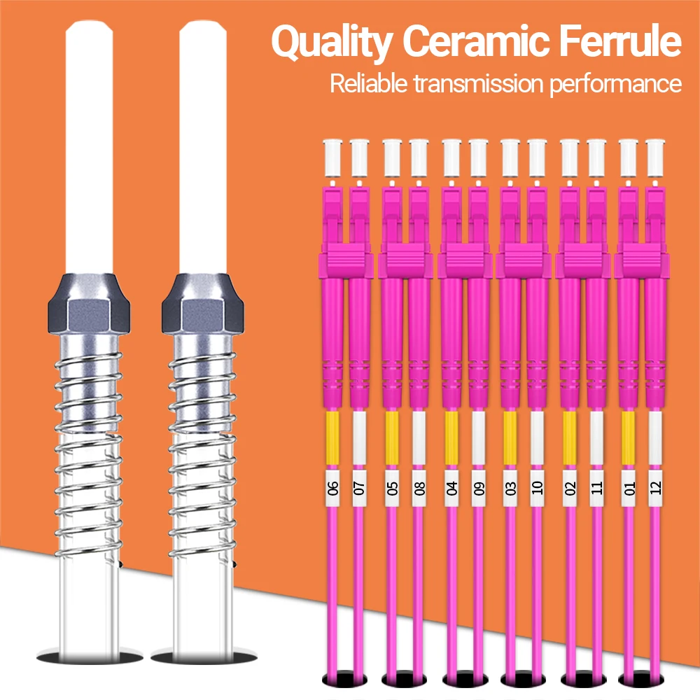 AMPCOM MPO/MTP to LC 광섬유 브레이크아웃 케이블, OS2 OM3 OM4 8/12 코어, 단일 모드 다중 모드, 10G/40G QSFP 광섬유 스플리터 케이블