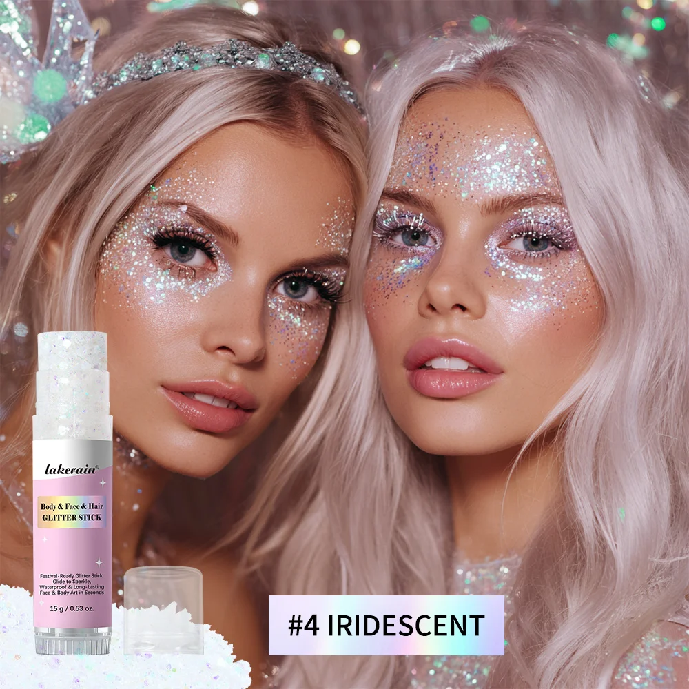 Glänzender Glitzer-Gel-Stift-Highlighter, Funkelnde Pailletten Perlweiß Rosa Lidschatten, Gesichts- und Körper-Aufhellungs-Make-up für Bühne & Alltag