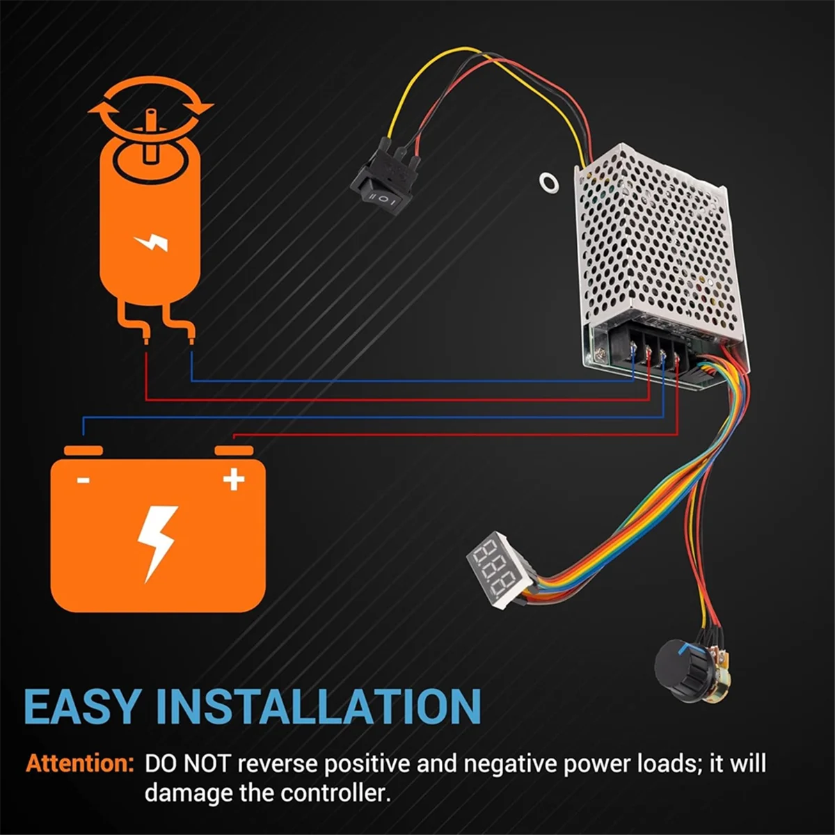 A79G 10-55V 12V 24V 36V 48V 60A 15KHZ PWM DC Brushed Motor Speed Controller Switch with LED Display, Forward Brake