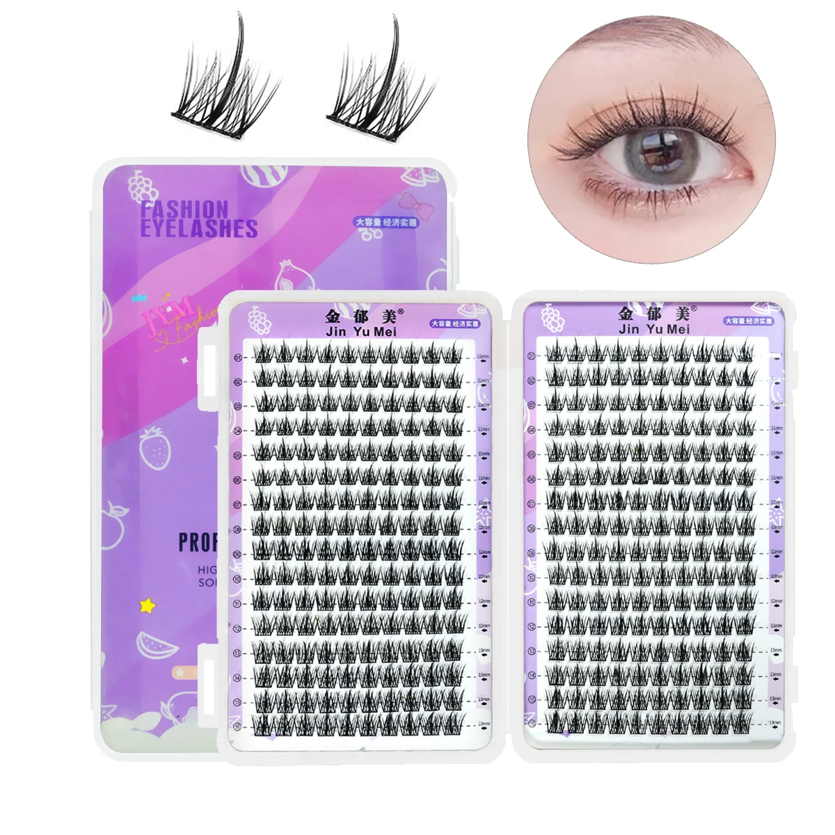 

32 Rows DIY False Eyelashes Extension Individual Lashes Cluster Set C Curl Natural Look Mixed Tray Eyelash Clusters Lash Makeup