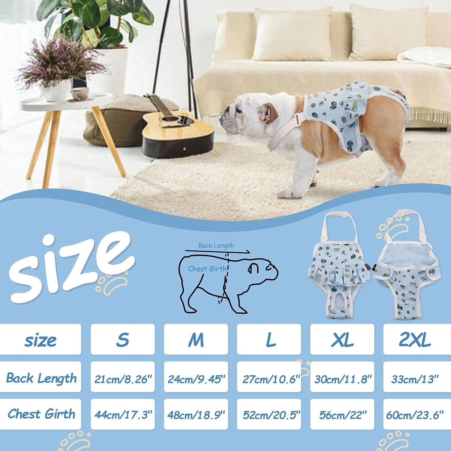 Washable Reusable Female Dog Diapers with Adjustable Suspender and Sanitary Pantie