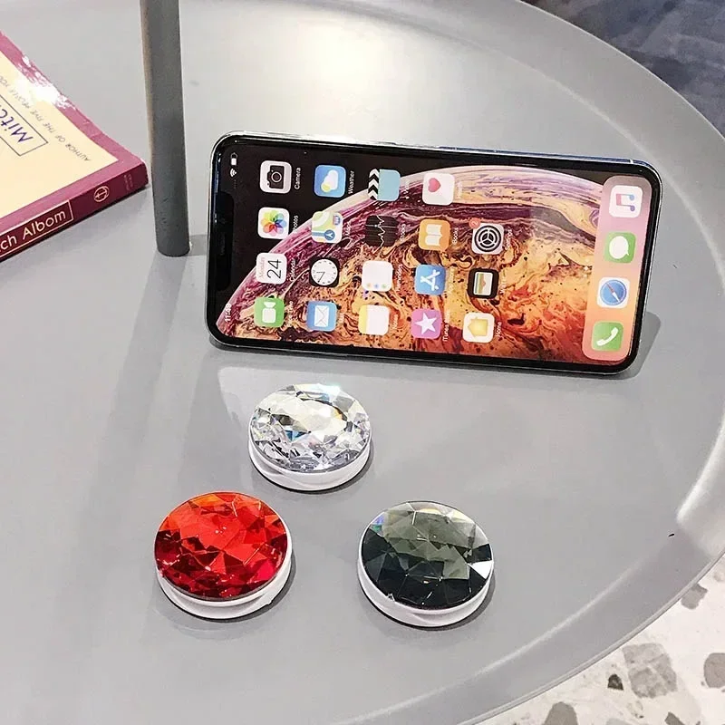 Suporte portátil para celular com glitter, popular, dobrável, anel de dedo, suporte de plástico para iphone, samsung, xiaomi, huawei
