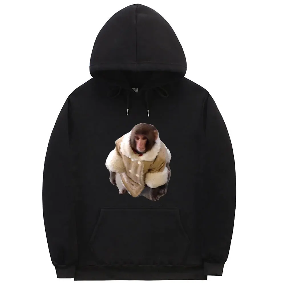 

Stylish Monkey Meme Hoodie Men Women's Fashion Oversized Sweatshirt Male Casual Fleece Cotton Hoodies Unisex Novelty Tracksuit