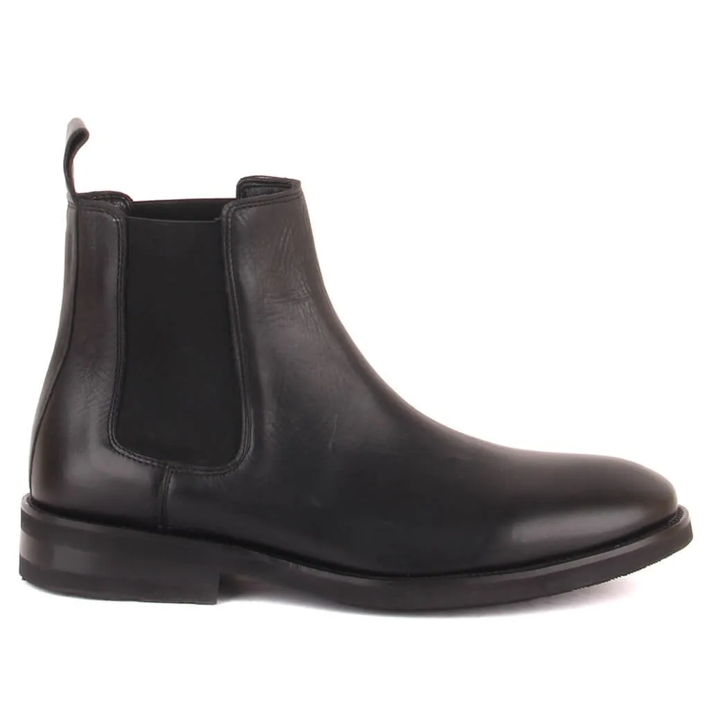 Sail-Lakers Black Leather Step-in Men Chelsea Boots