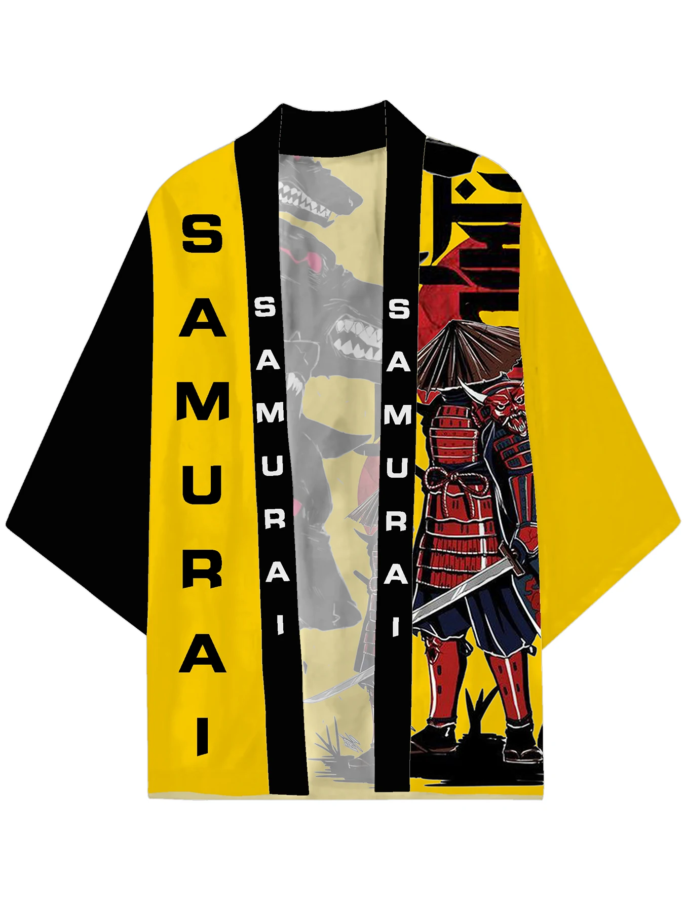 الذئب الساموراي نمط الرجال النساء ثوب الكيمونو الياباني Harajuku Haori معطف فضفاض الصيف ملابس الشاطئ الملابس التقليدية #3