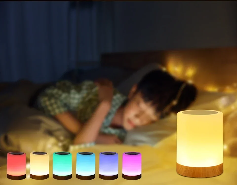 13 Color LED Changing Night Light With Remote Control RGB Touch Dimmable Lamp USB Rechargeable Table Bedside Night Lamp