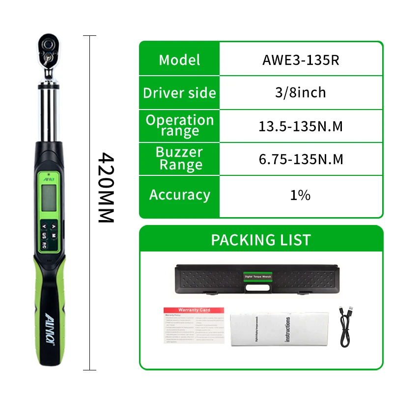 

AWE3-135R Digital Torque Wrench With Angle High Precision With Communication Can Connect To The Computer