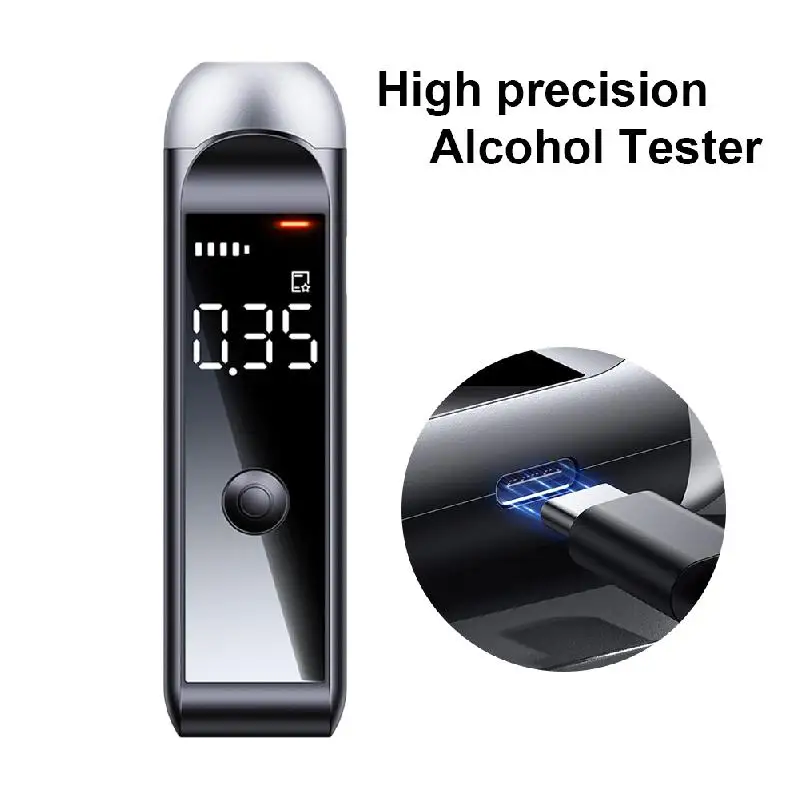 Portable Breathalyzer Alcohol Tester USB-C Rechargeable Alcohol Breathalyzer With Screen Display For Outdoor Activities Weddings