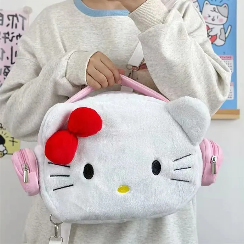 Hello Kitty Cute Unique Design Plush Backpack Sweet Y2k Girl Kawaii Cartoon Shoulders Bag Japanese Style Harajuku New Backpcak