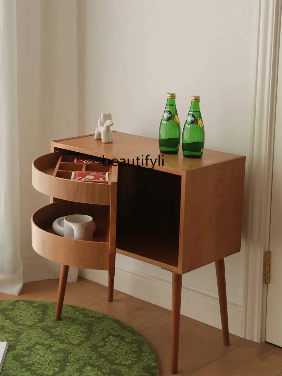 خمر الخشب الصلب الروطان السرير الجدول المنزل الإبداعية غرفة نوم السرير تخزين طاولة جانبية صغيرة