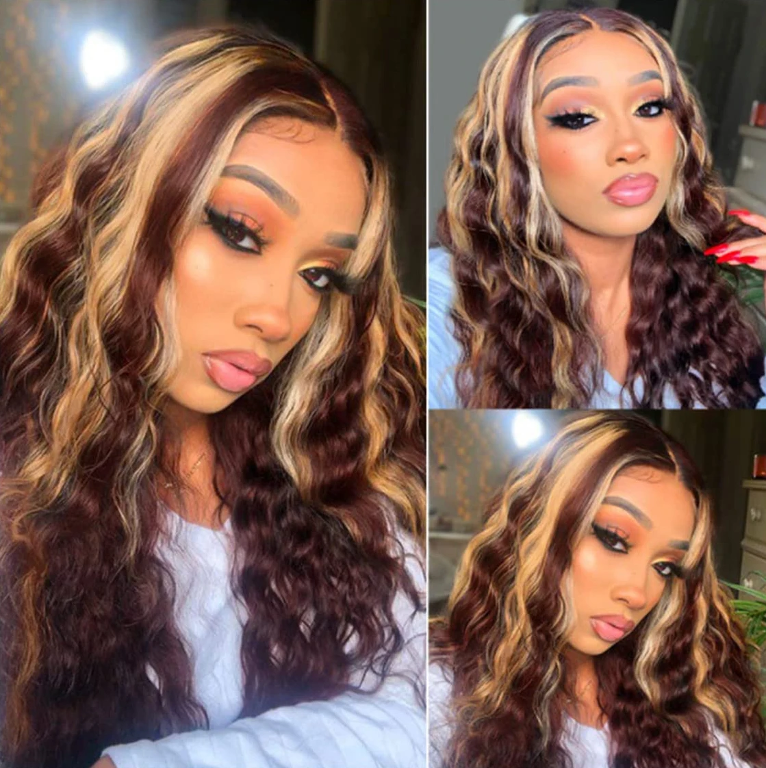 Long Curly Synthetic Wigs for Black Women 28inch Synthetic Curly Wig Middle Part Wigs Hair Replacement Wigs