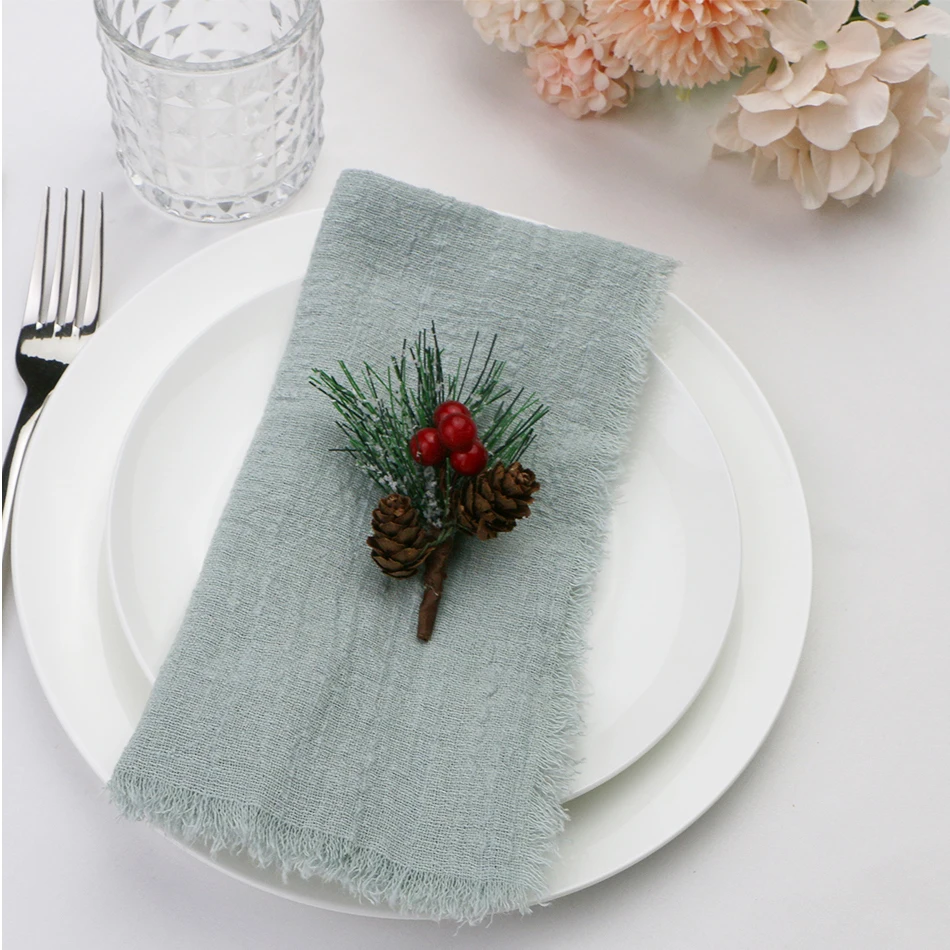 

30PCS Cotton Cheesecloth Gauze Napkins with Wrinkled Over Sized 42x42cm Table Accessories For Weddings Decorative Napkins