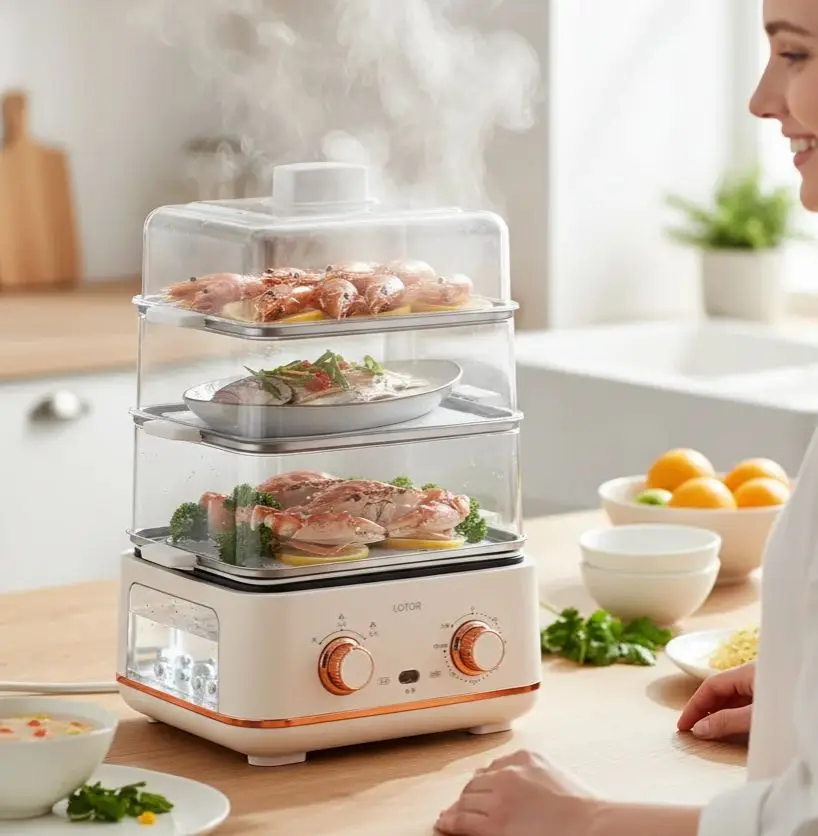 Electric Steamer Household Multifunctional Three-layer Multi-layer Large-capacity Electric Steamer Steaming All-in-one PotMultif
