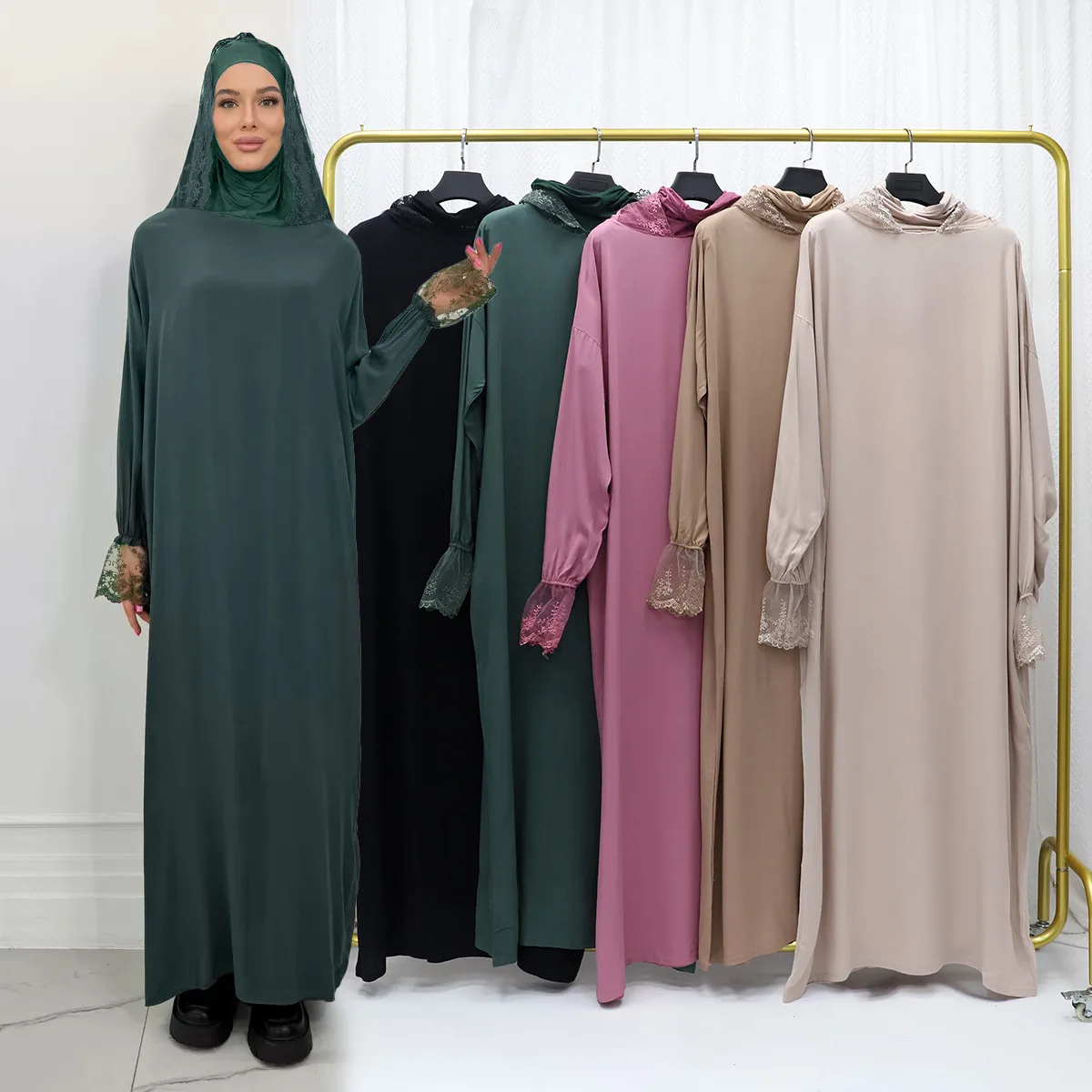 

2025 Muslim Dress for Women Eid Abaya Morocco Ramadan Jalabiya Hooded Prayer Dresses Vestido Kaftan Islam Dubai Arab Long Robe