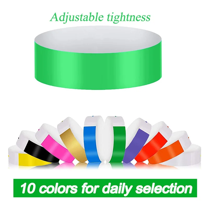 1000 PCS Paper Wristbands Waterproof Neon Wristbands Wristbands for Events Suitable for Parties, Wristbands(10 Colors)