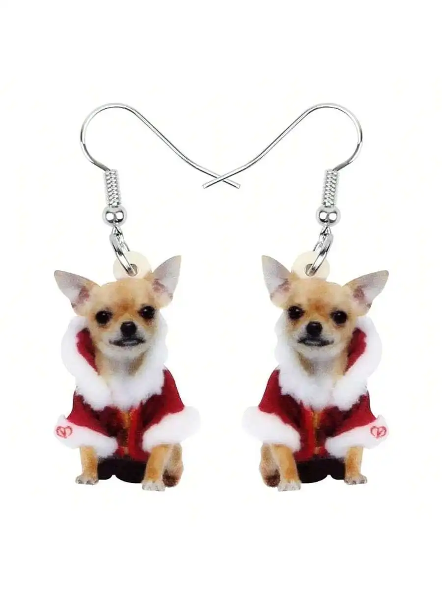 

Acrylic Christmas Dog Dangle Earrings For Women Holiday Jewelry Gift