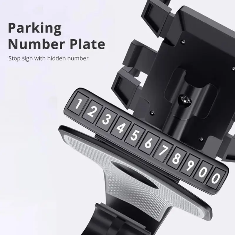 Universal Dashboard Car Phone Holder with Parking Number Plate 360 Degree Rotatable Auto Mobile Phone Clip Bracket for Iphone