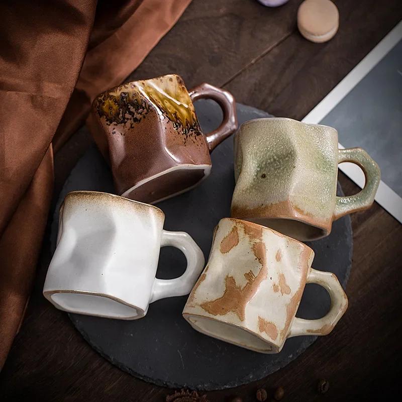 Pure Handmade Ceramic Mug Art of Clay Vintage Coffee Cup Cups and Mugs Free Shipping Personalized Gift Unusual Tea Cup Drinkware