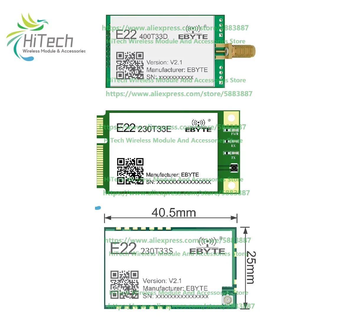 1PCS/2Pcs Lora Module E22-400T33D 400T33E 900T33S E22 SMD Transmit RF Wireless Module230Mhz 400Mhz 900Mhz RSSI Long Distance