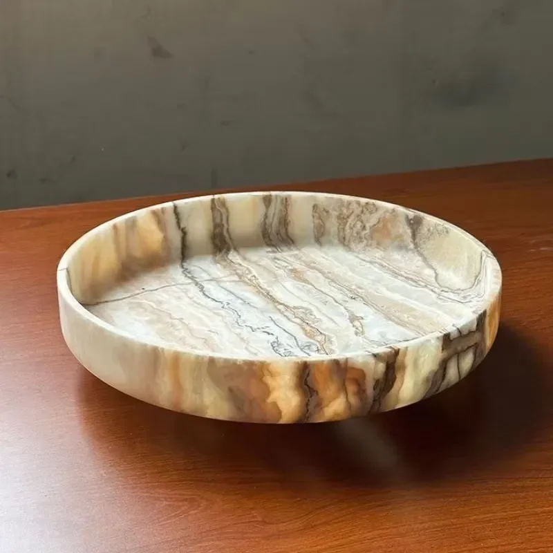 Natural Tiramisu Limestone Display Tray Handcrafted Modern Tabletop Organizer for Hotel Villa Office Apartment Decor Modern