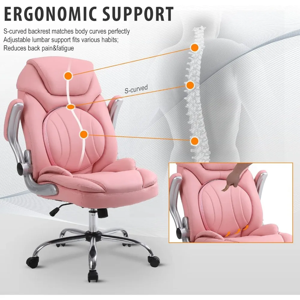 Sedie da ufficio direzionali con supporto lombare regolabile, 90-120 °   Sedia direzionale a dondolo Sedie da scrivania girevoli con padde