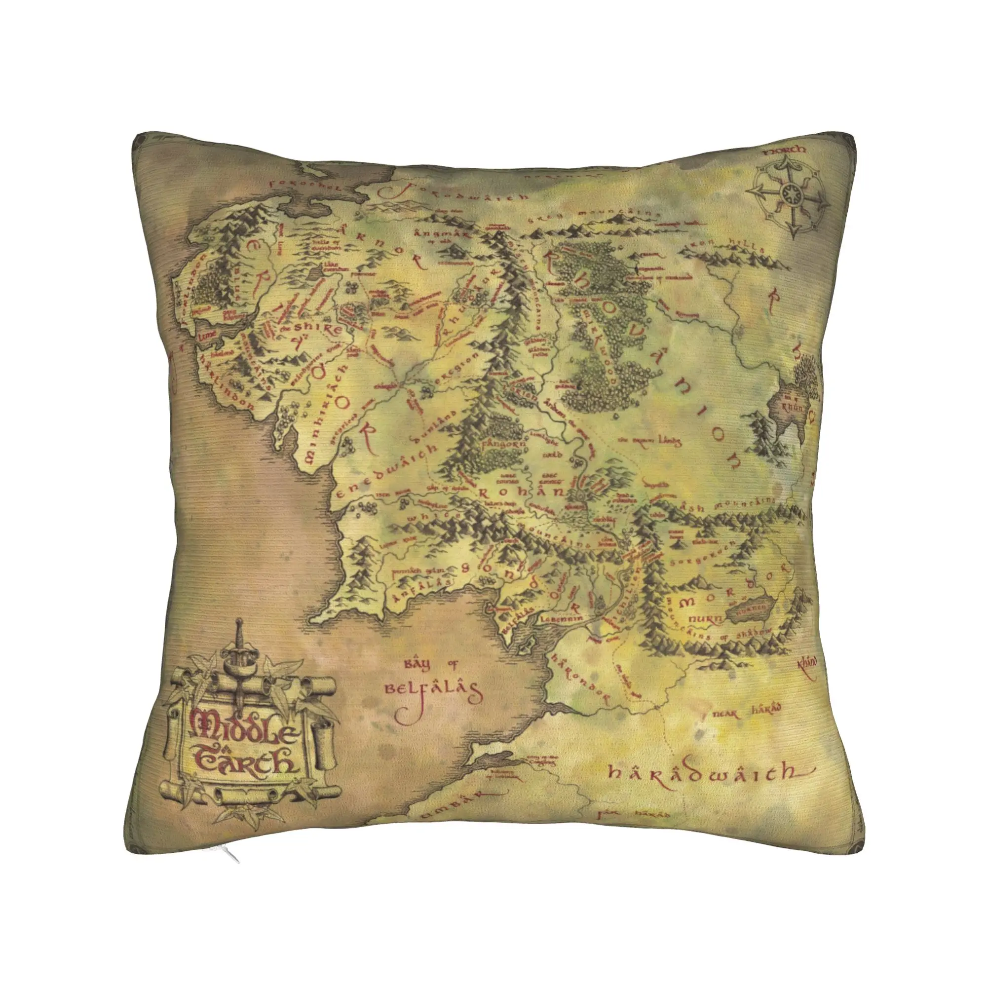 L-Lords Of The R-Rings Legolas Middle Earth Map Pillowcase Printed Cushion Cover Decorative  Throw Pillow Case Cover Home