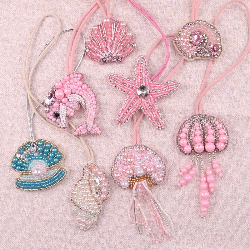 

Ocean Series Rhinestone Beads Bag Charm, Crystal Lanyard Patches Keychains, Hanging Rope Patches, Backpack Pendants Decor