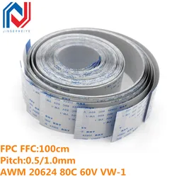 0.5/1.0mm Pitch 1000mm 100CM FPC FFC Flexible Flat Cable AWM 20624 80C 60V VW-1 Ribbon Wire 4/6/8/10/12/14/16/20/26/30/40/50/60P